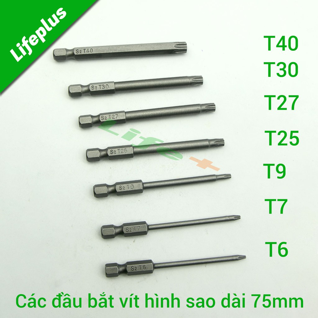 Đầu bắt vít hình sao 75mm chuôi lục
