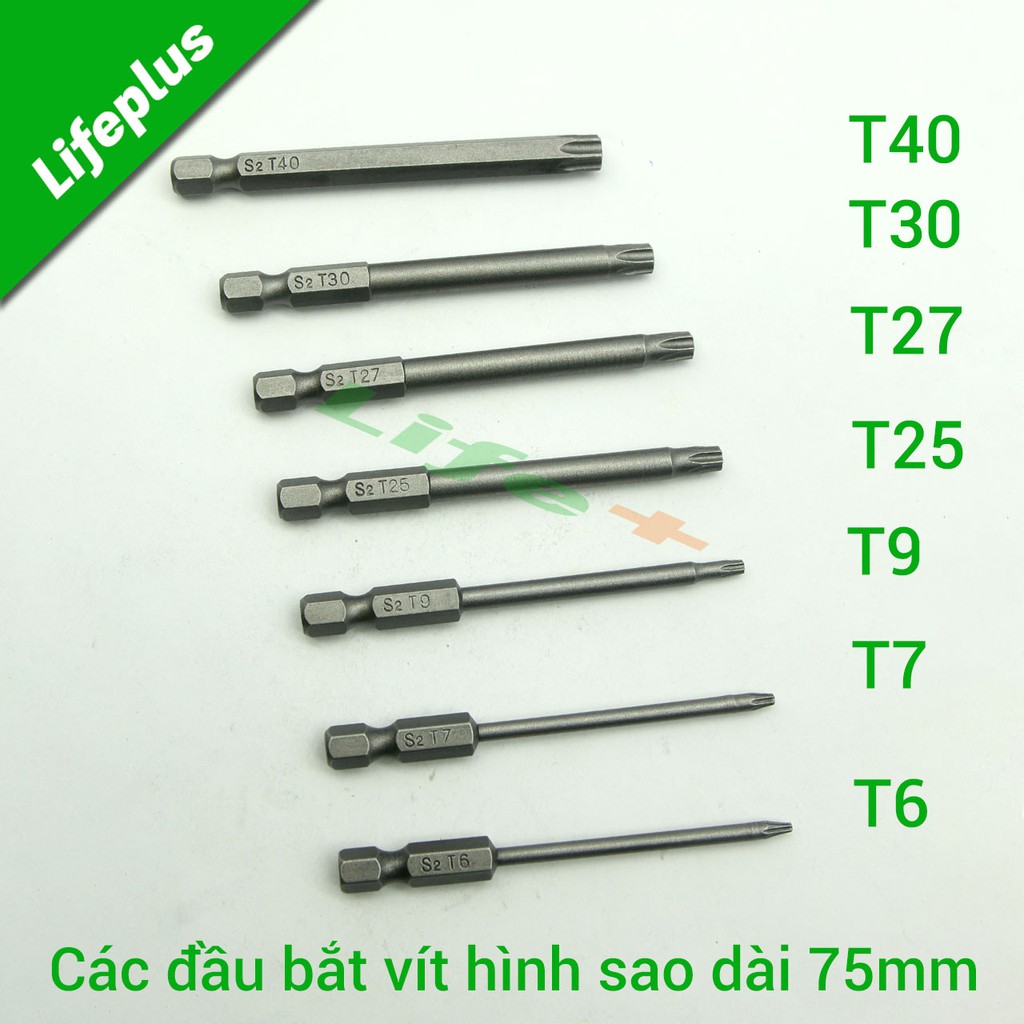 Đầu bắt vít hình sao 75mm chuôi lục