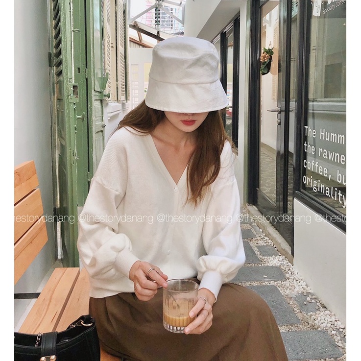 Áo cardigan nữ trơn len mịn tay phồng  A1524