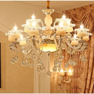 Đèn chùm pha lê ROYAL 8 tay, 15 tay cao cấp chuẩn xịn - Tặng kèm bóng LED nến (có ảnh chụp thật 100%)