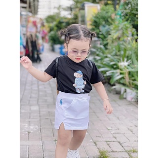 Set áo gấu đen cv trắng bé gái