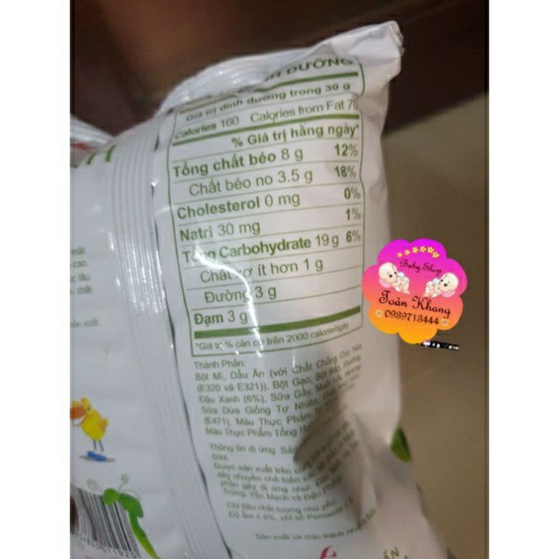 TÚI 10 BAO BÁNH SNACK OISHI ĐẬU XANH NƯỚC DỪA 18G