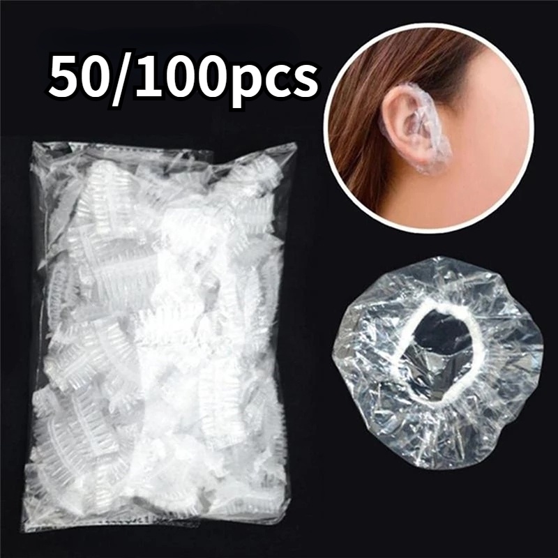 Set 50/100 Vỏ Bọc Tai Trong Suốt Chống Nước Bảo Vệ Tai Khi Tắm/Cắt Tóc
