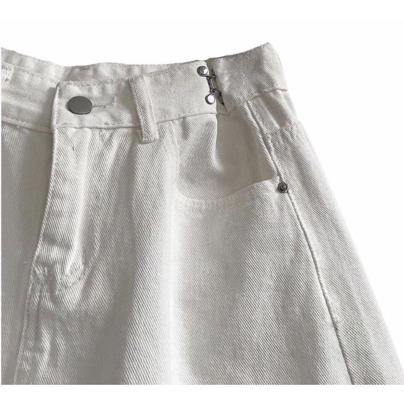 Quần short jean móc cài