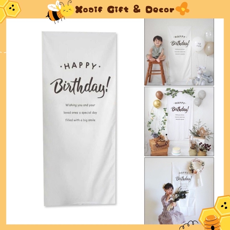 Backdrop phông nền, tranh vải treo tường trang trí sinh nhật phong cách đơn giản basic
