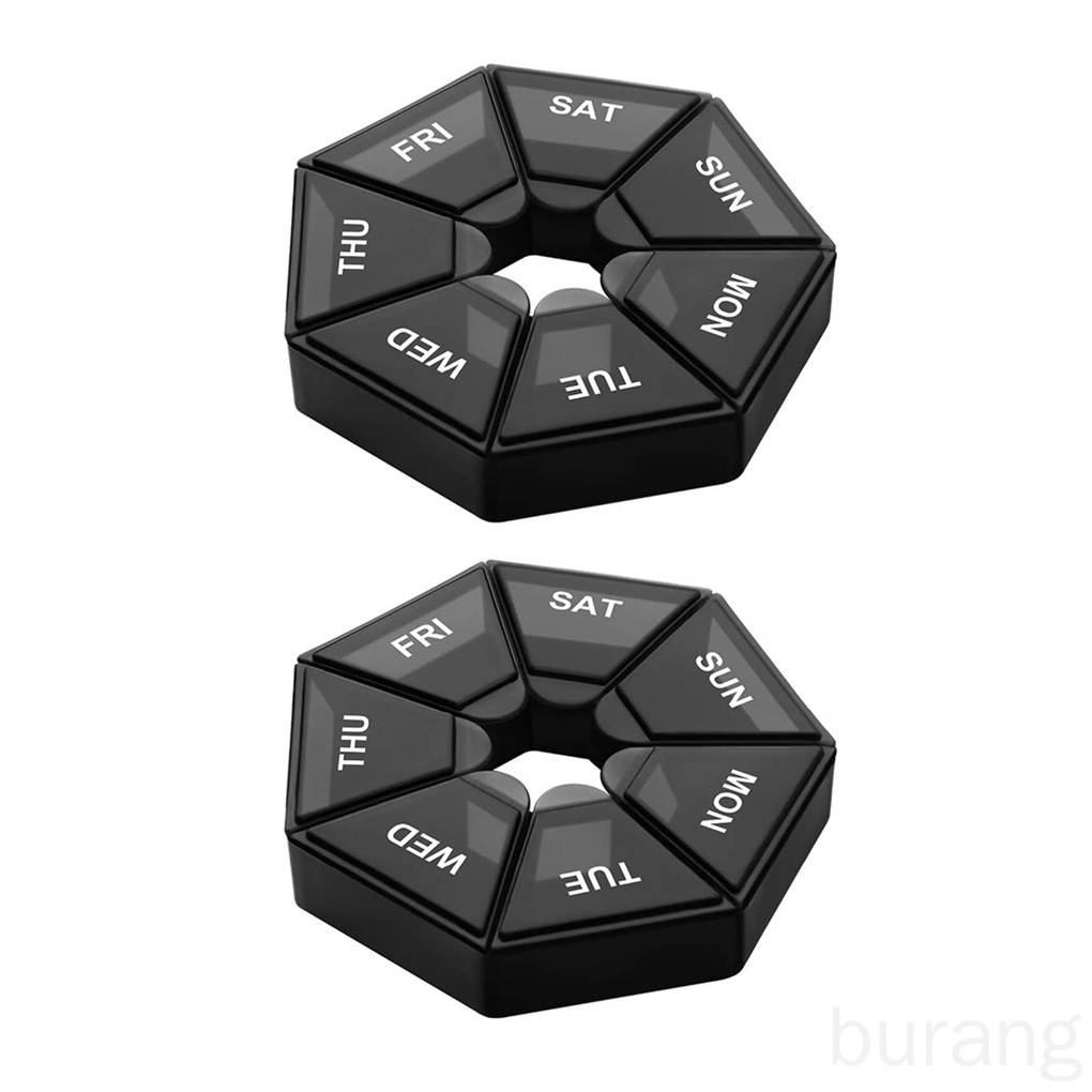 (Hàng Mới Về) Set 2 Hộp Đựng Thuốc 7 Ngăn Bằng Nhựa Tiện Dụng