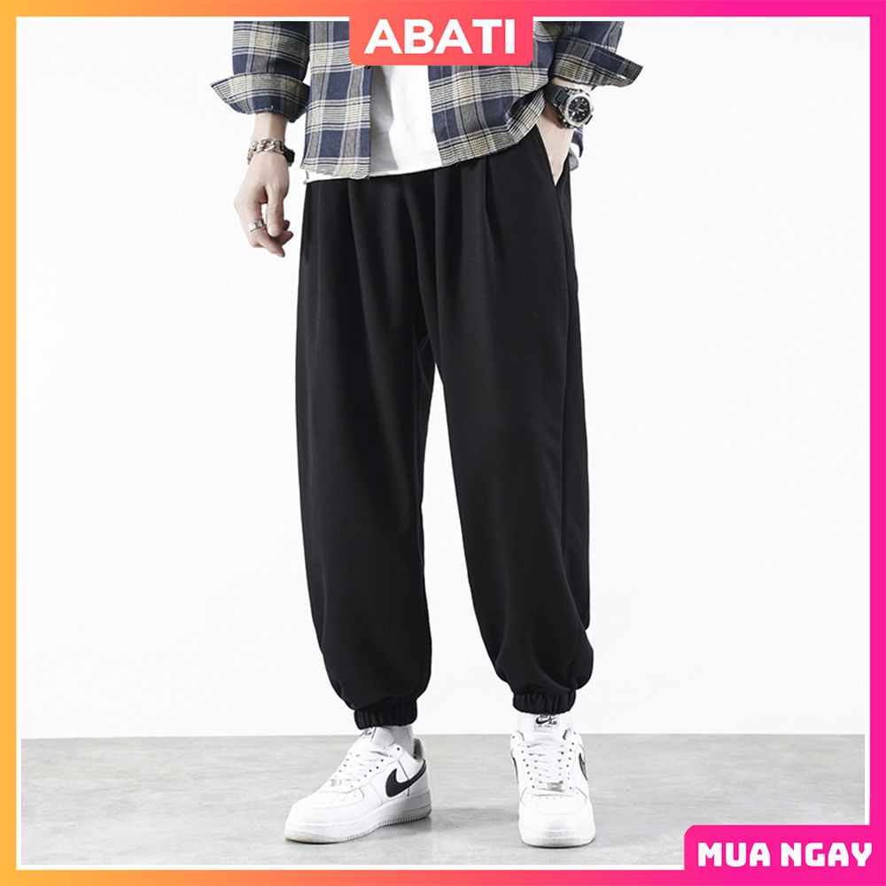 Quần jogger thể thao nam nữ ống rộng unisex form rộng bigsize basic vải nỉ da cá mềm mịn cao cấp ABATI