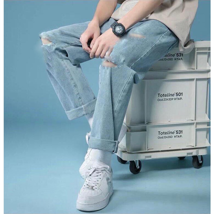 Quần Baggy Jeans Nam Xám Trơn Ống Suông Rộng Dáng Đứng Vải Co Giãn Nhẹ Cạp Cao Phong Cách Trẻ Trung