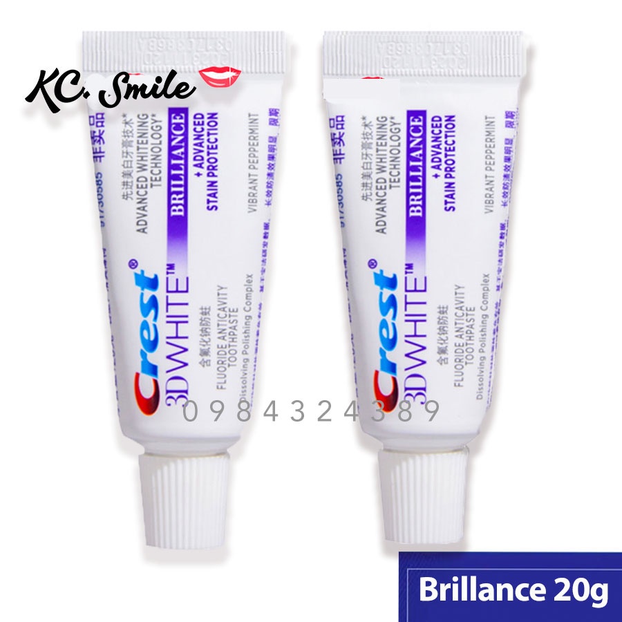 Kem đánh răng Crest 3D White 20g chính hãng bản Tmall - Giúp đánh bay mảng bám và cho hơi thở thơm mát
