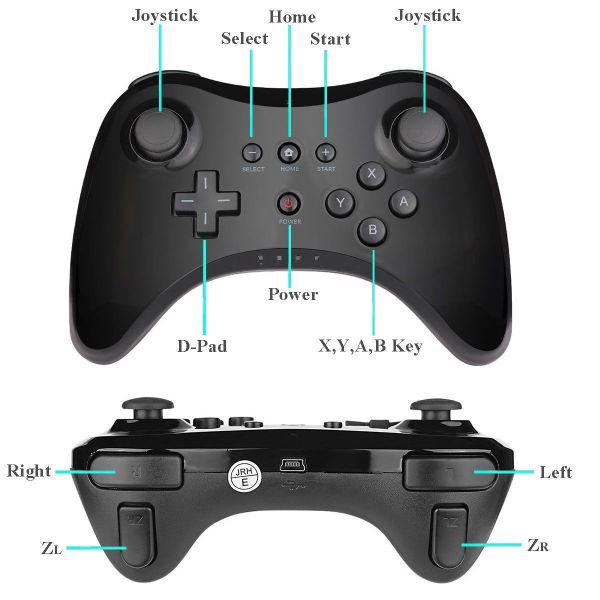 Wireless Classic Pro Controller Joystick Gamepad for Nintend wii U Pro with USB Cable