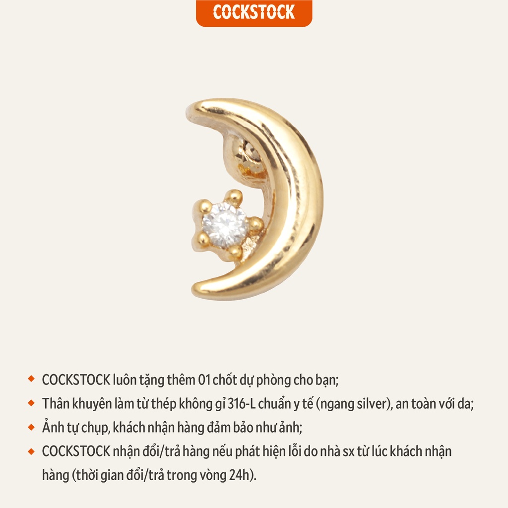 Khuyên tai đá Moonstar Small CockStock