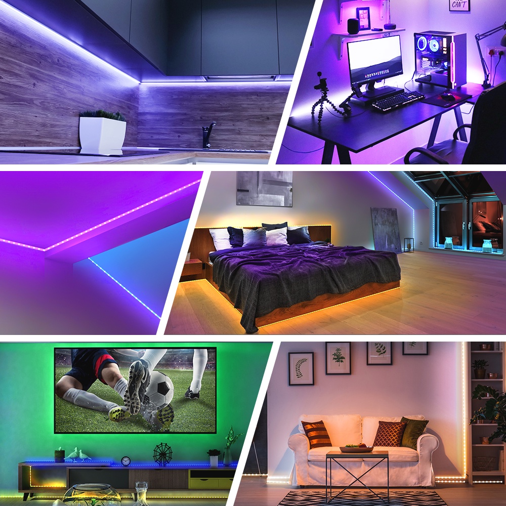 Đèn Led Tiktok Trang Trí Phòng Ngủ USB RGB 5050 Cuộn đèn Led dây dán 5m đổi nhiều màu Cuộn Dây Đèn LED Dán
