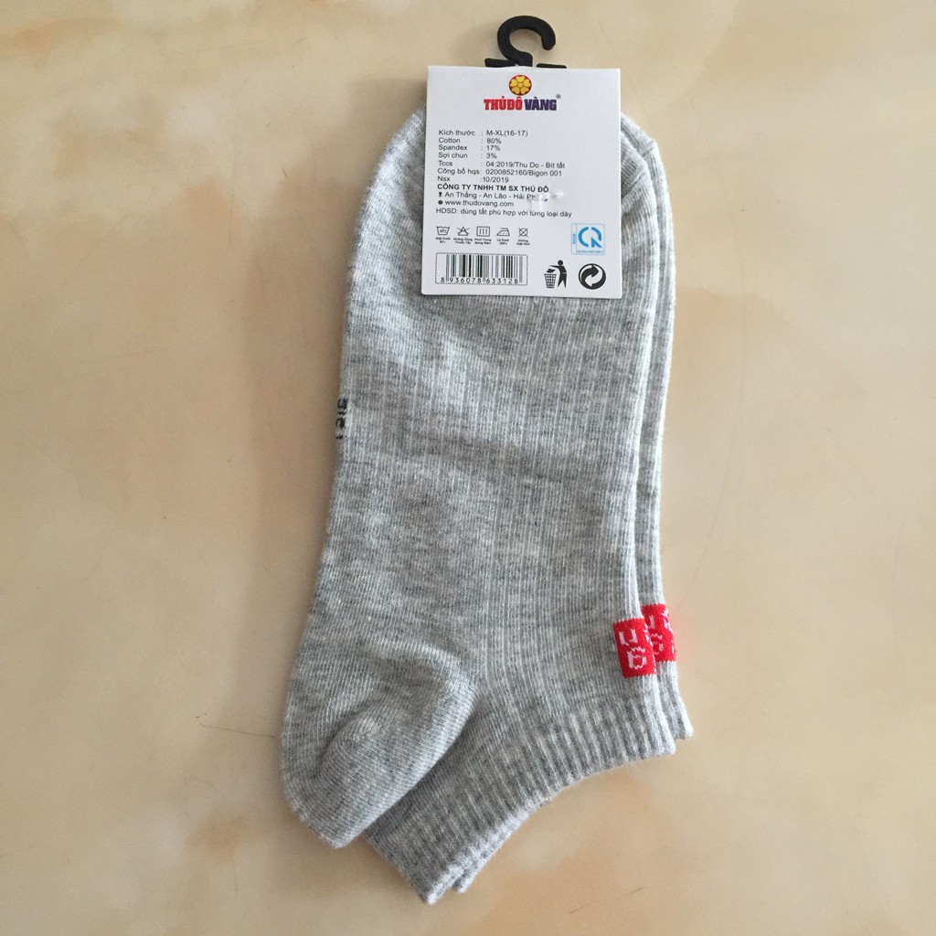 Tất thể thao Nam Nữ cổ ngắn vớ unisex chất cotton kháng khuẩn chống hôi chân hàng Thủ Đô Vàng T312