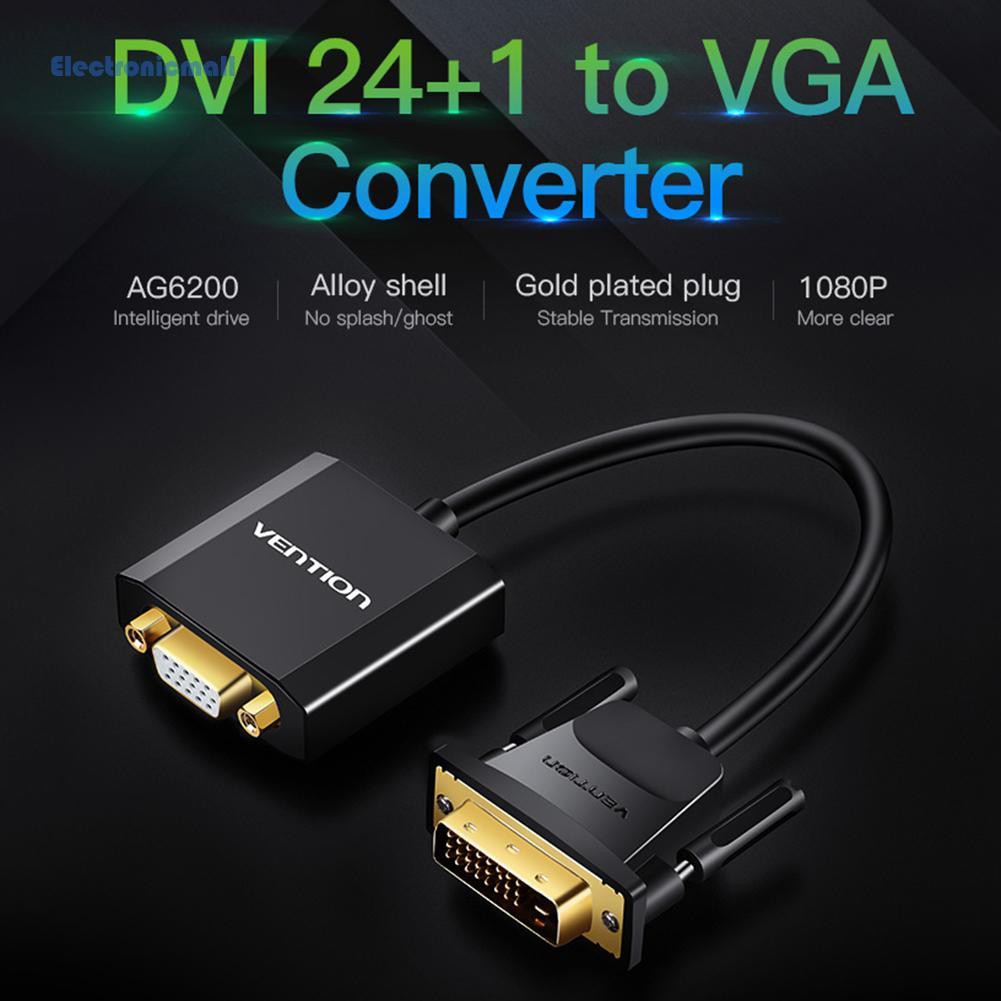 Cáp Chuyển Đổi Âm Thanh Vention Dvi 24 + 1 Sang Vga 1080p Cho Laptop / Pc