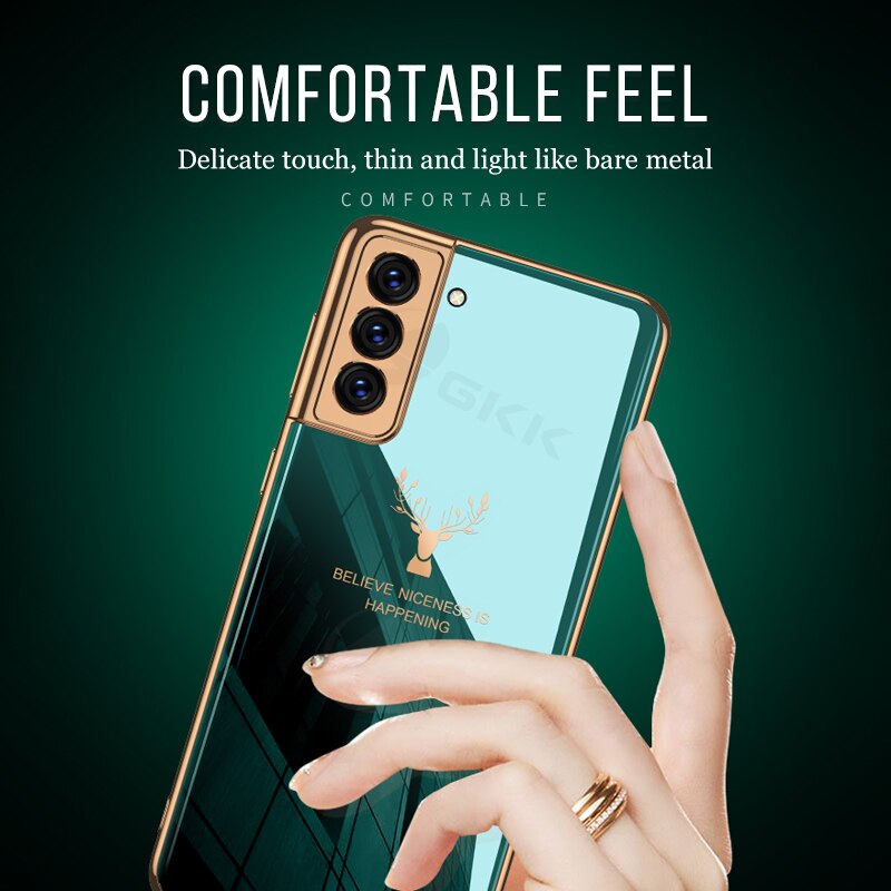 Ốp lưng Ốp Điện Thoại Kính Cường Lực In Hình Nai Sừng Cá Tính Cho Samsung Galaxy S21 Plus Ultra 5g S21 Plus Ultra 5g