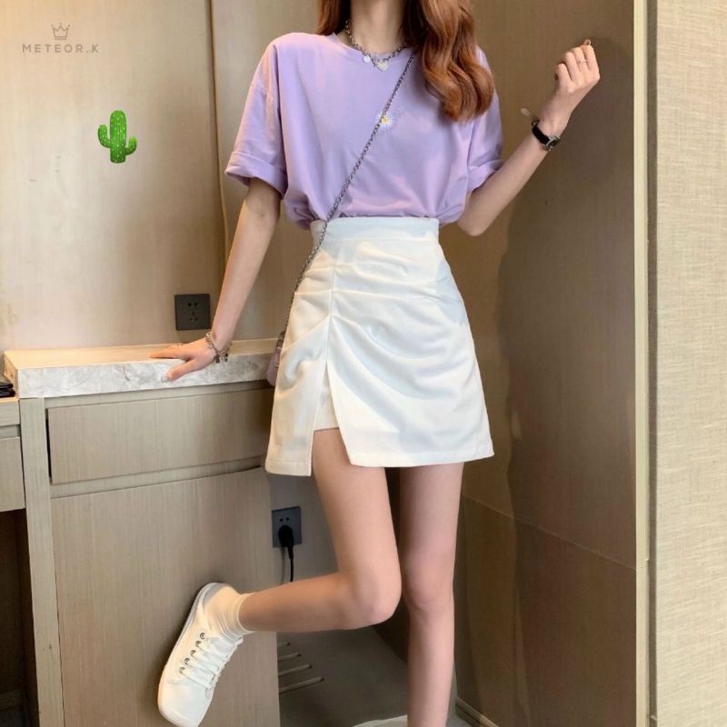 Chân váy xẻ tà 2 lốp  lưng cao hot trend B.C