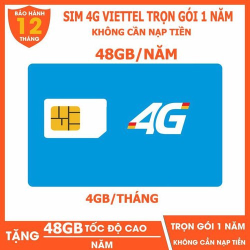 {xả nốt lô cuối} Sim 4G Viettel D500  Trọn Gói 1 Năm không cần nạp tiền TẶNG ngay 4GB DATA/THÁNg