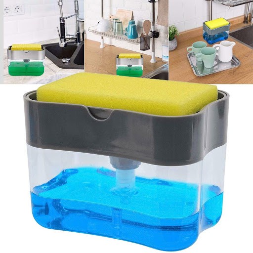Khay Nhúng Đựng Đồ Rửa Chén Bát - Hộp Đựng Nước Rửa Chén Có Vòi Bơm Đa Năng Tiện Lợi