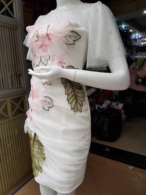 ẢNH TỰ CHỤP/KÈM VIDEO - Đầm body dự tiệc kết hoa ren nổi ( Có size M, L đến 58kg ) | BigBuy360 - bigbuy360.vn
