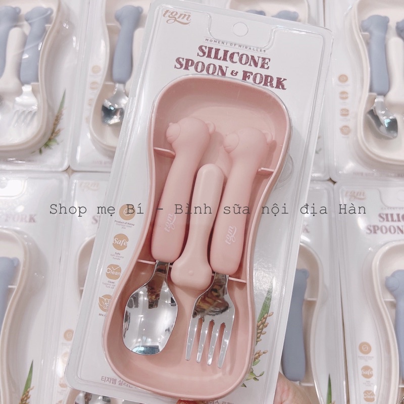 Set thìa dĩa Silicone SPOON &amp; FORK cho bé chính hãng TGM