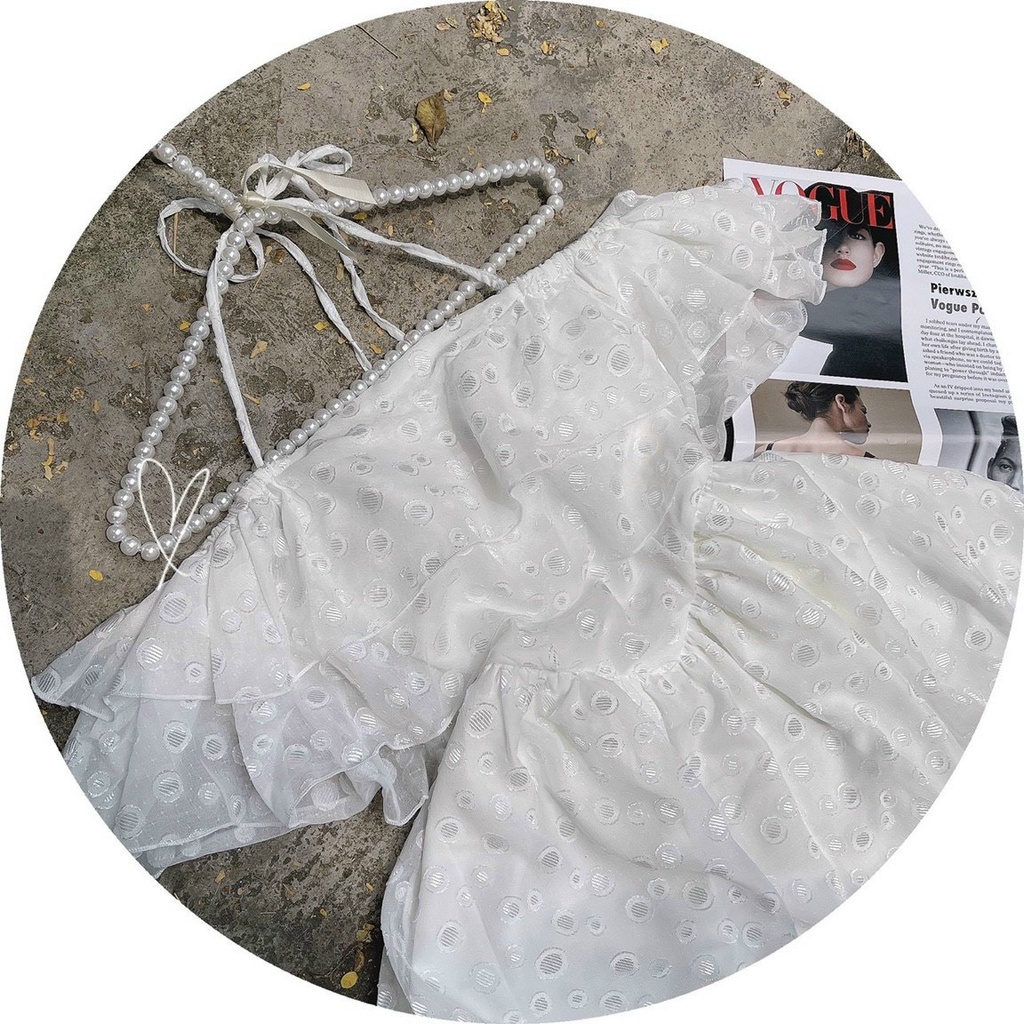 SET ÁO TAI BÈO TẦNG +  CHÂN VÁY XÒE TRẮNG