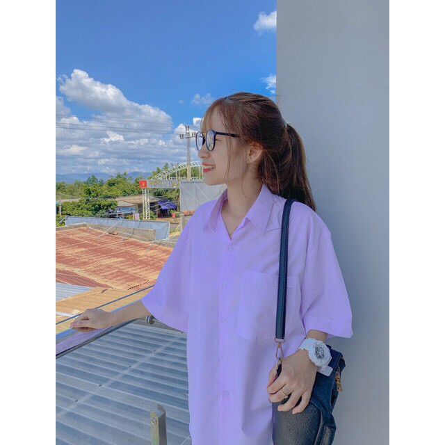 áo sơ mi trắng tay lỡ form rộng  bassic form rộng, hàng bao đẹp, có size size nhỏ, size s | BigBuy360 - bigbuy360.vn