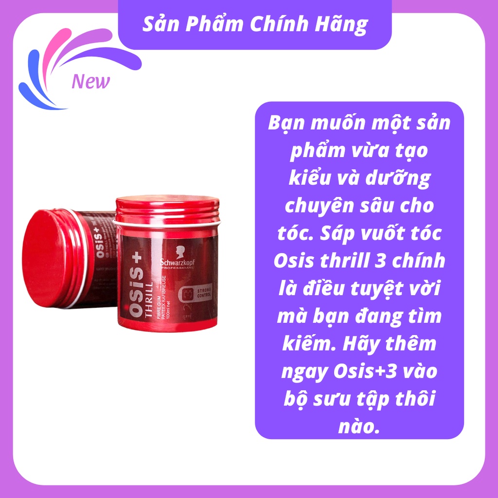 Sáp vuốt tóc nam nữ Osis Thrill3 bóng mượt siêu giữ nếp