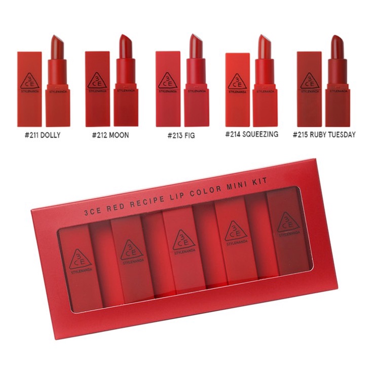 Set Son 3CE Red Recipe Mini Lip Kit