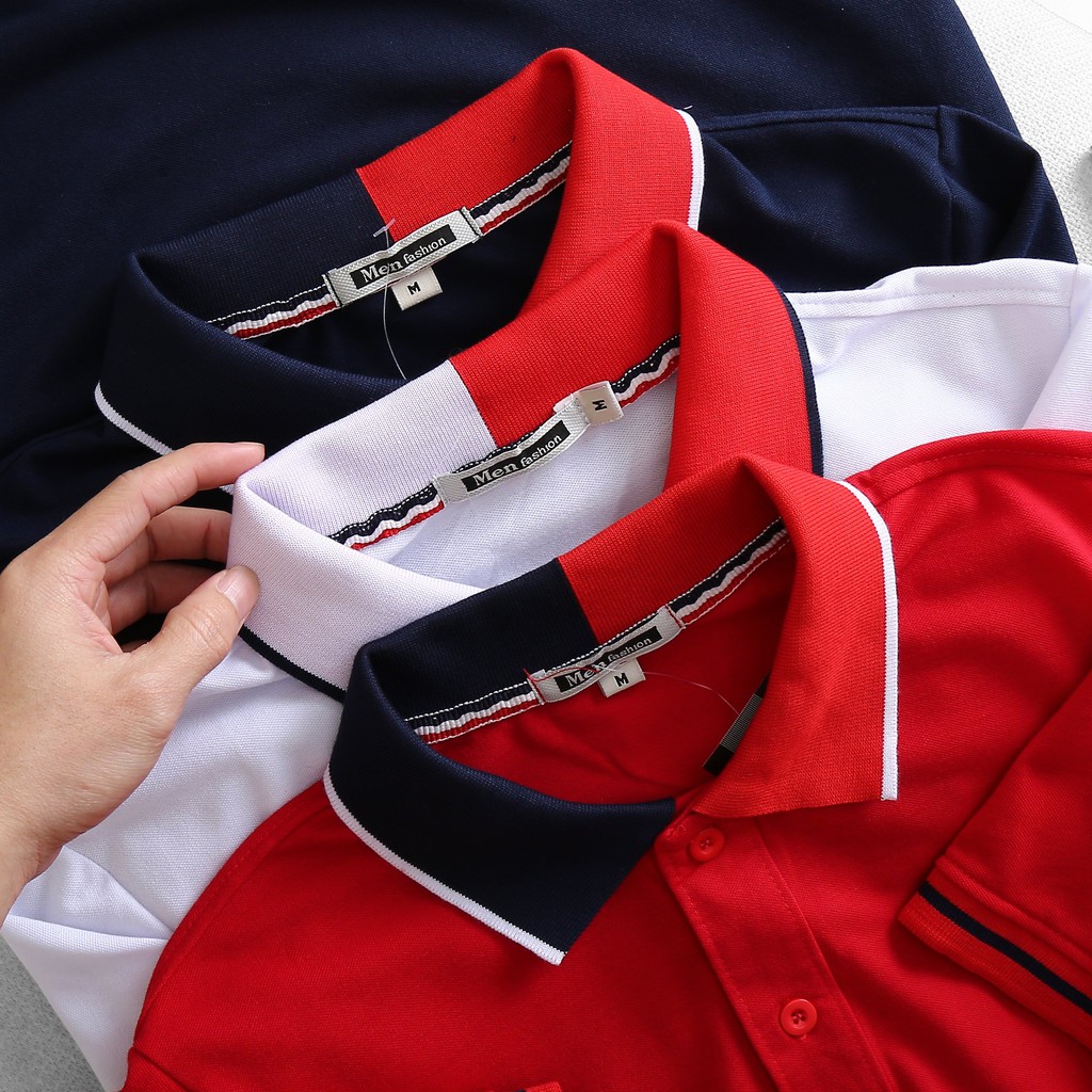 Áo thun nam có cổ 2 màu thêu logo H cao cấp KENSTORE89 ATP078
