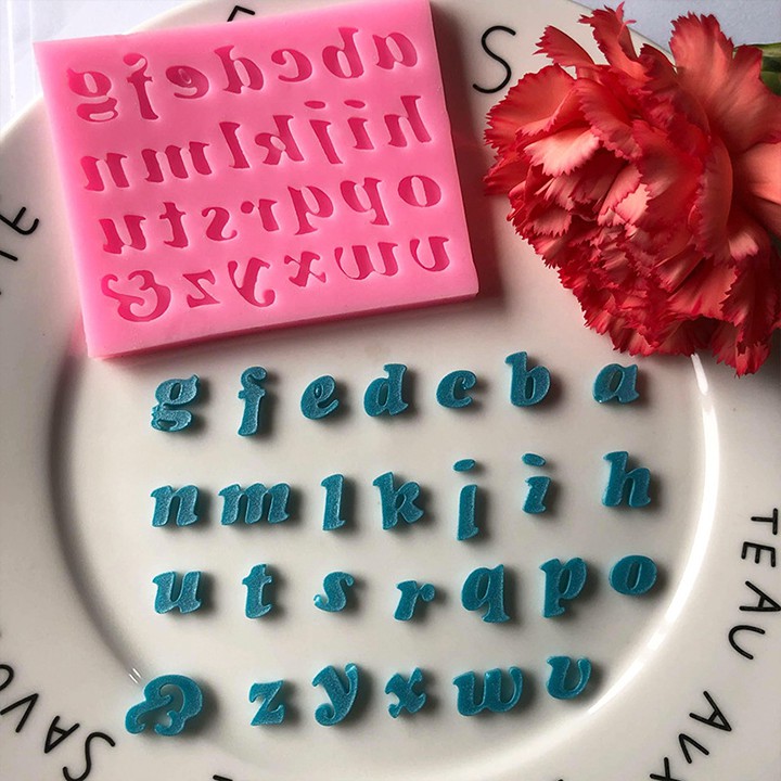 HCM - Khuôn silicon 3D 27 chữ cái đổ fondant chữ, socola chữ trang trí bánh