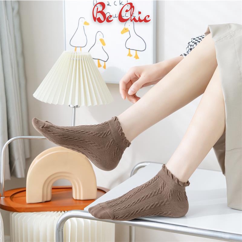 Tất cổ ngắn, tất nữ cổ bèo công chúa hoạ tiết gân sóng T790 BC_CHIC LINGERIE
