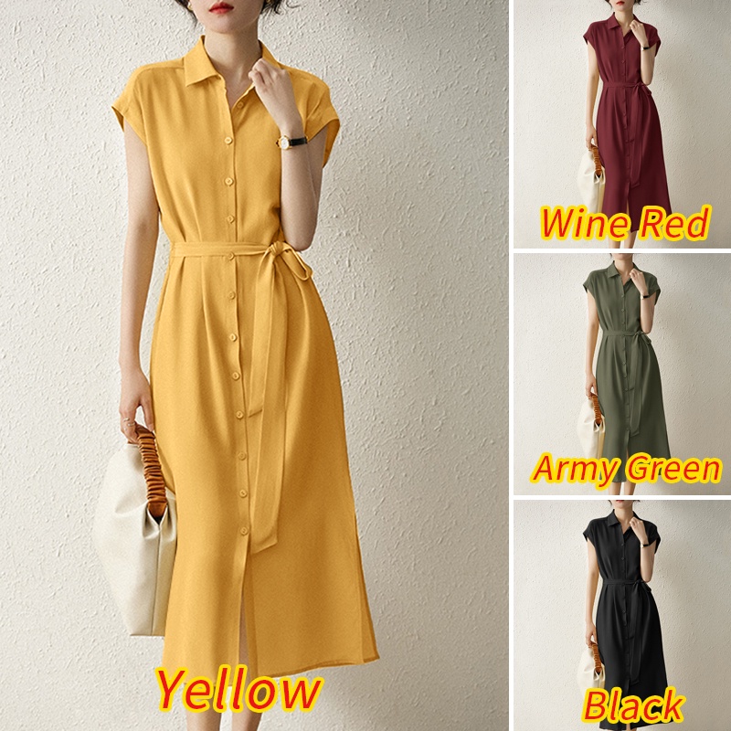 Đầm ZANZEA tay ngắn cổ bẻ xẻ tà thời trang dành cho nữ
