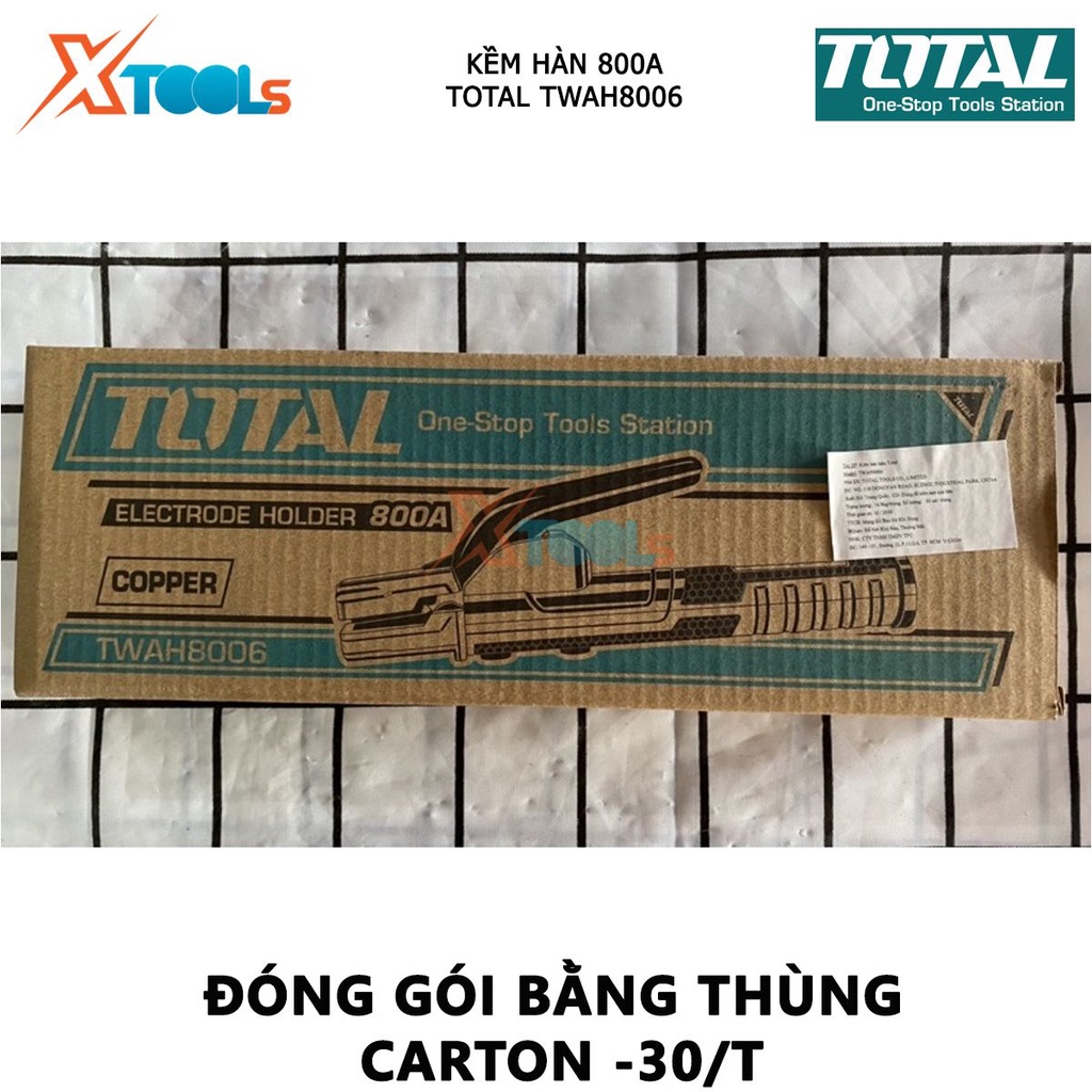 Kìm hàn TOTAL TWAH8006 kềm hàn Dòng điện định mức 800A, Điện thế 220-240V,Hợp máy hàn Total dưới 630A 30/T, kẹp mũi hàn