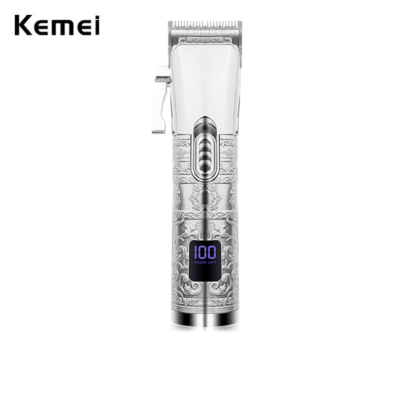 Tông Đơ Cắt Tóc Chuyên Nghiệp Kemei Không Dây Có Thể Sạc Lại Màn Hình LCD