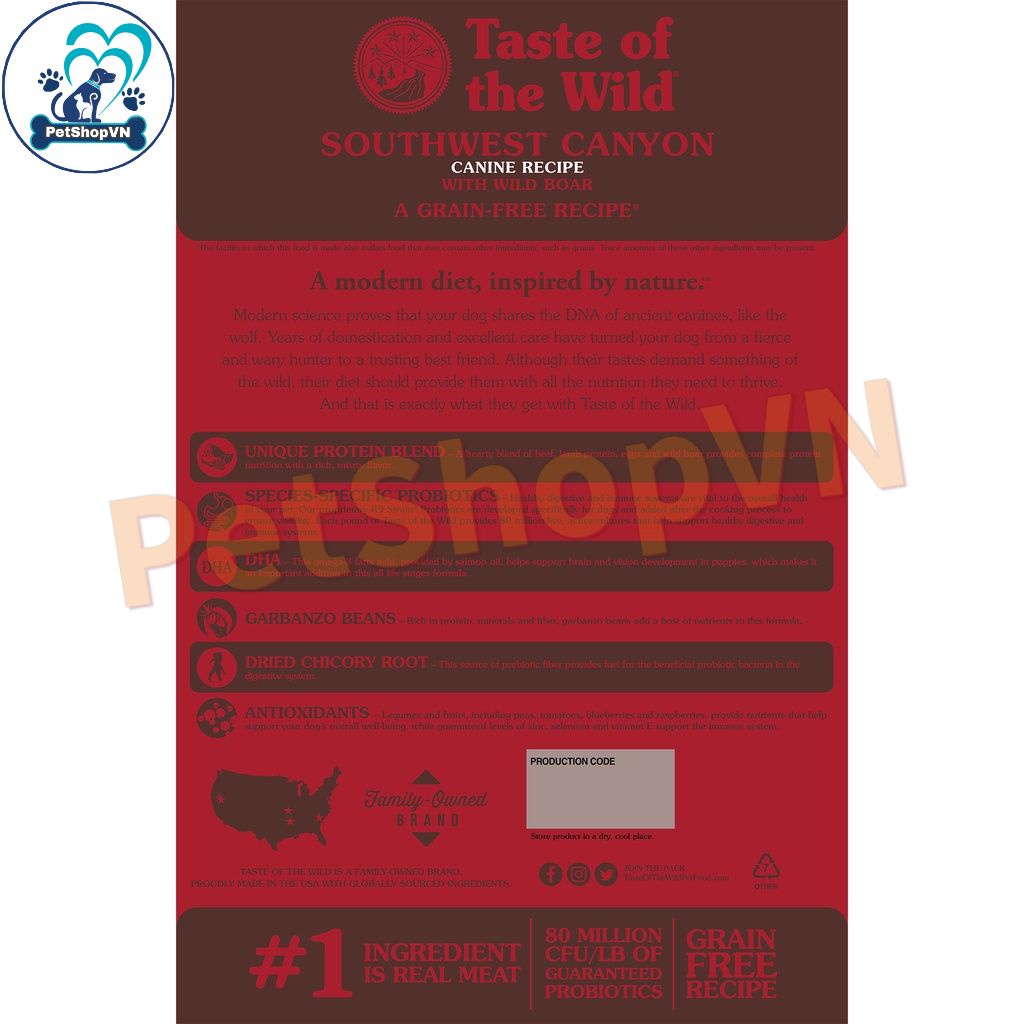 Thức Ăn Cho Chó Hạt TASTE OF THE WILD SOUTHWEST CANYON Vị Heo Rừng Nướng