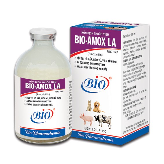 Bio Amox LA 20ml h.ô hấ.p, vi.êm, an toàn cho nái mang thai