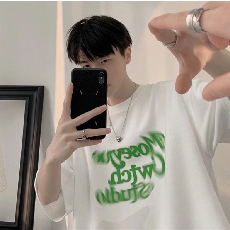 Áo Thun Dáng Rộng In Chữ Phong Cách Hip Hop Đường Phố Hàn Quốc Thời Trang Mùa Hè Cho Nam