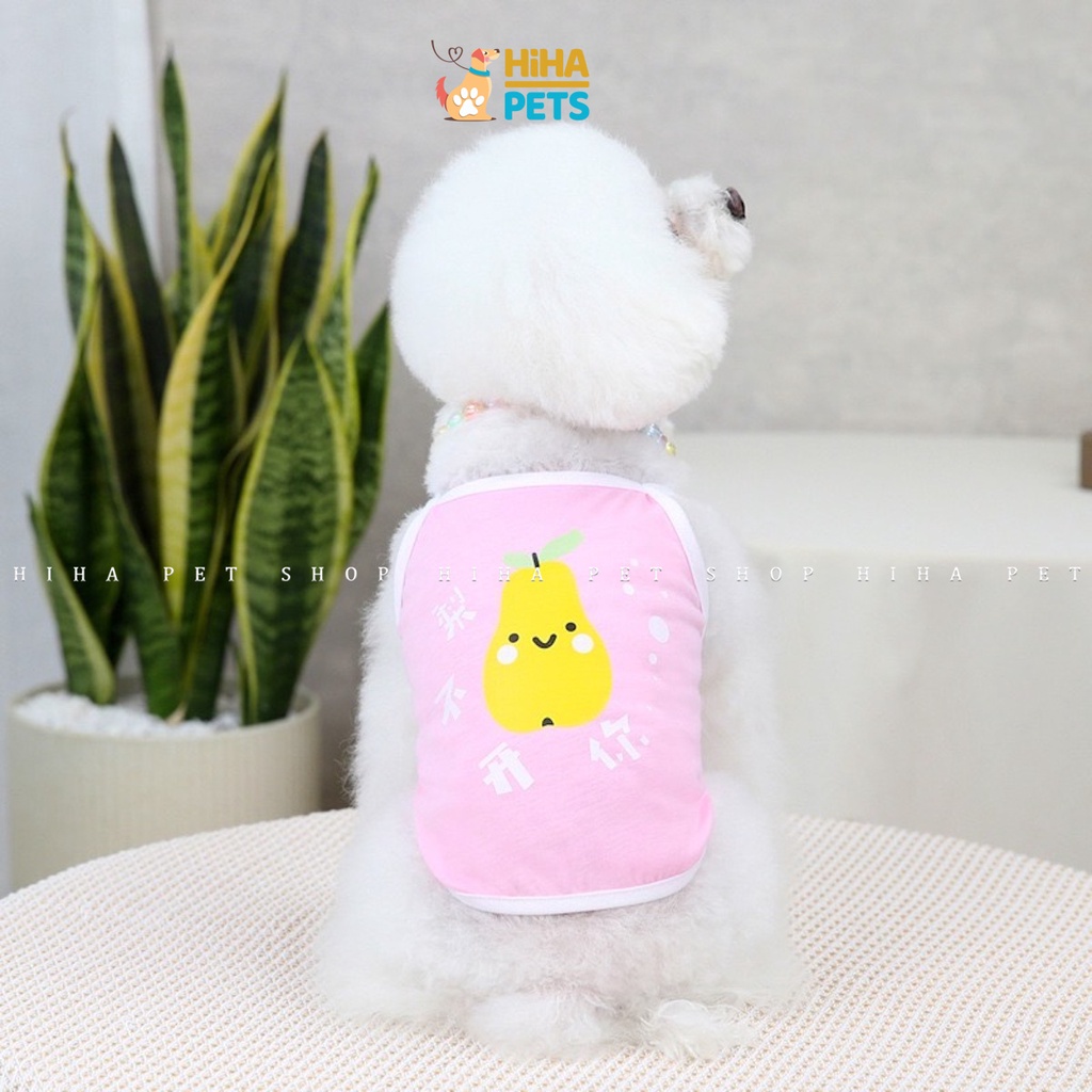 Quần Áo Thun Ba Lỗ Cho Chó Mèo Cotton 100% Quần Áo Thú Cưng 2 Dây Mát Mẻ Dễ Thương Hihapet.