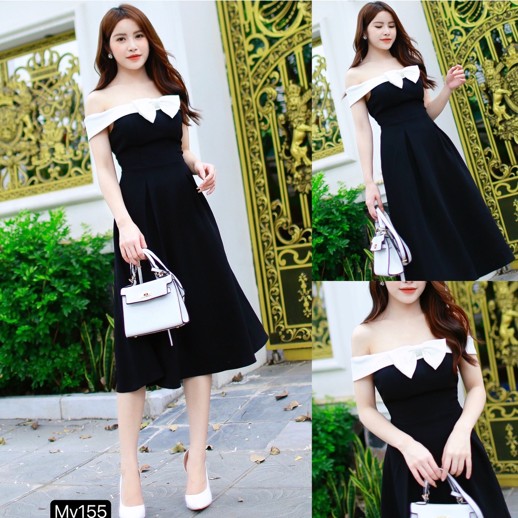ĐẦM TRỄ VAI ĐÍNH NƠ DÁNG XÒE ĐI CHƠI DỰ TIỆC SANG CHẢNH THIẾT KẾ MC Mv155