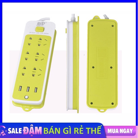 [HCM]Ổ Cắm Điện Đa Năng USB | Ổ Điện 6 Lỗ Và 3 Cổng Sạc USB | Ổ cắm điện đa năng