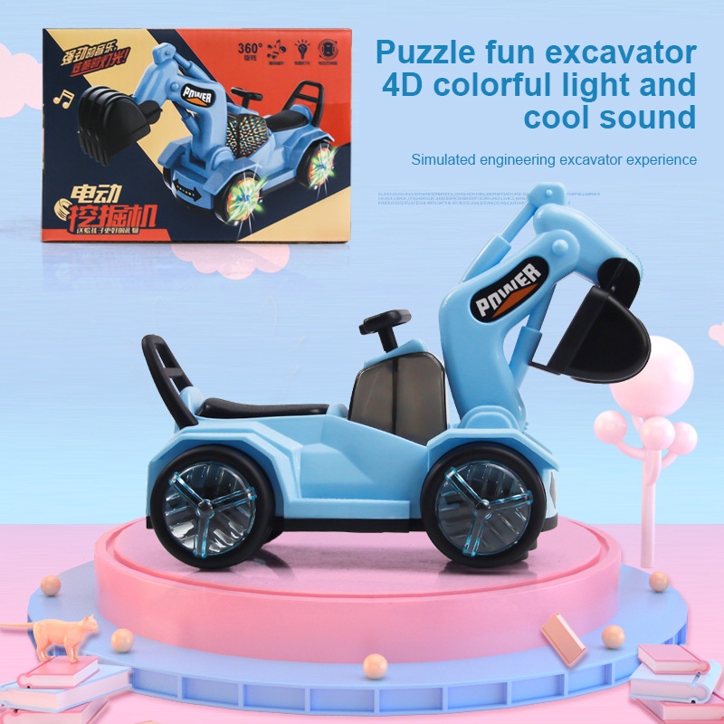 🌈đồ chơi cho bé🌈 Máy xúc điện đa năng mới cho trẻ em phim hoạt hình âm nhạc nhẹ ô tô kỹ thuật 3-6 tuổi ô tô đồ chơi quà tặng