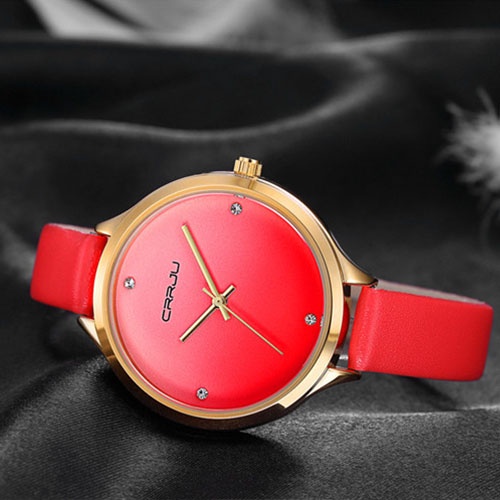 CRRJU Ladies Watch Fashion Đơn giản bằng da không thấm nước 2120L