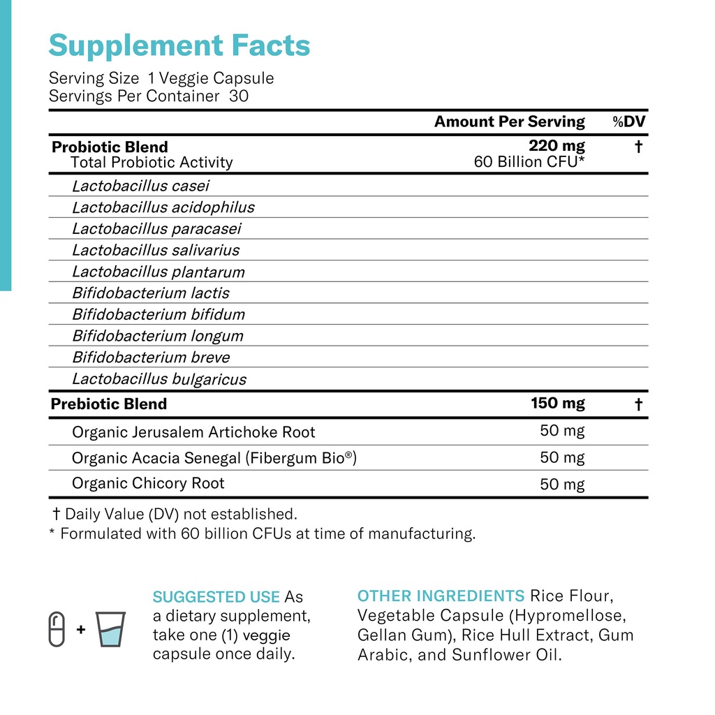Viên Physician's Choice Probiotics 60 Billion CFU bổ sung 60tỷ lợi khuẩn tự nhiên 30 viên