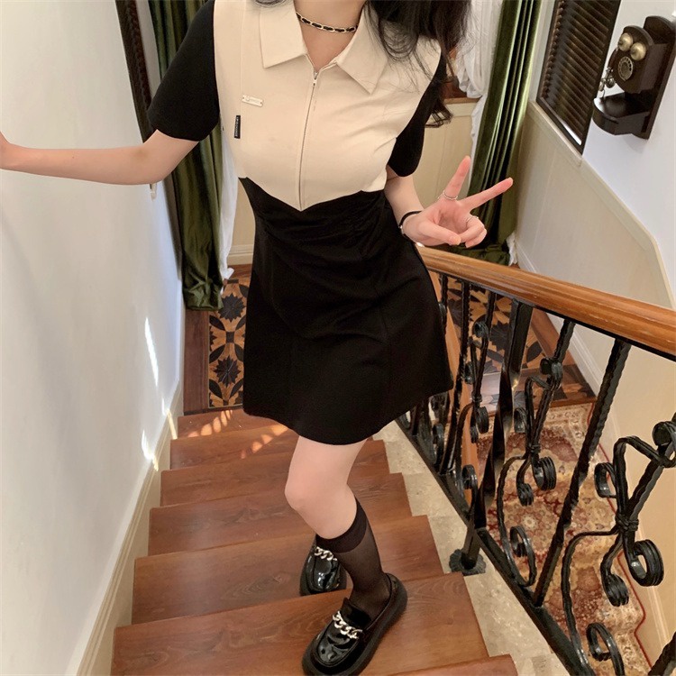 Đầm POLO Tay Ngắn Cổ POLO Eo Cao Thời Trang Trẻ Trung Cho Nữ