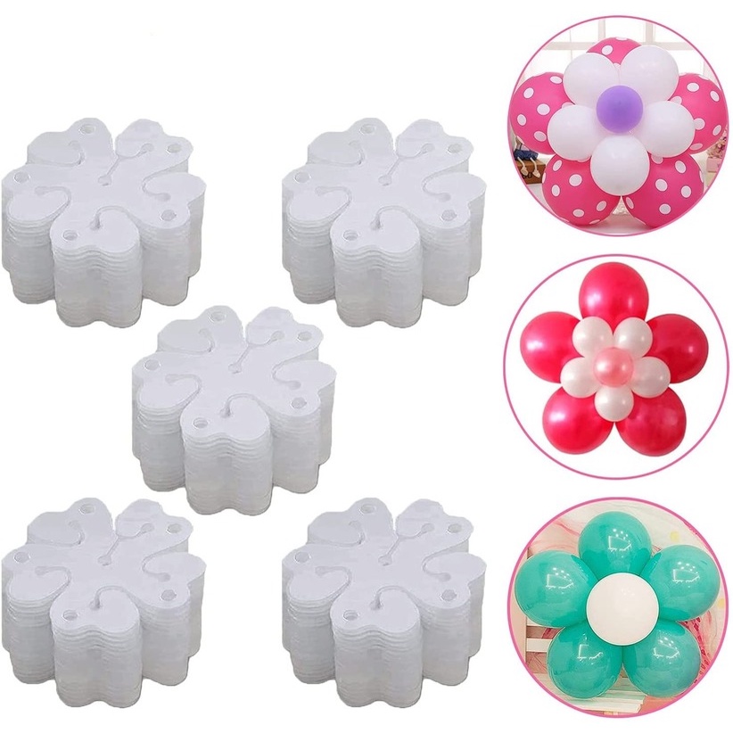 Set 100 Kẹp Bong Bóng Hình Hoa Có Thể Tái Sử Dụng Trang Trí Sự Kiện