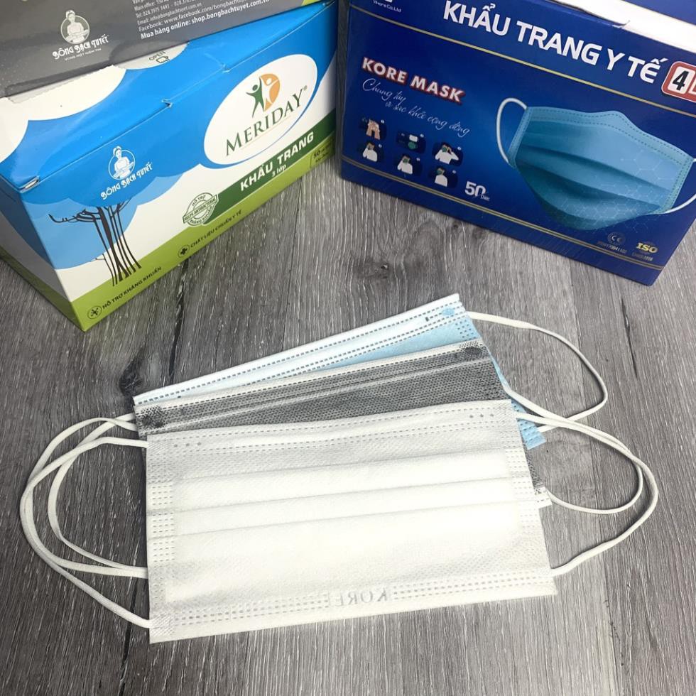 Hộp 50 chiếc Khẩu trang y tế 4 lớp hàng cao cấp loại l (xanh, trắng, xám)