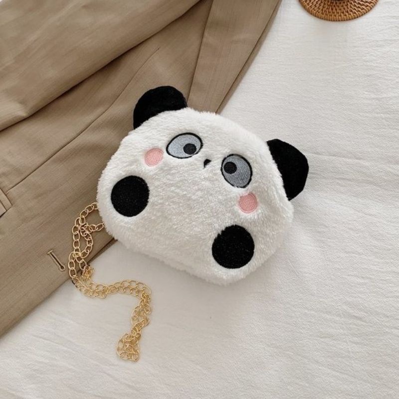 Túi Đeo Chéo Gấu Panda Vải Bông Mềm Mại 🐼 Túi Đeo Chéo Gấu Trúc Đáng Yêu