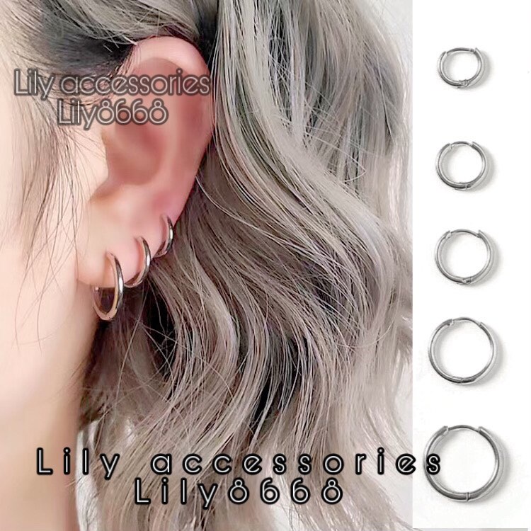 Classic Hoop Earring khuyên tai titan tròn basic không gỉ không đen không dị ứng nam nữ unisex