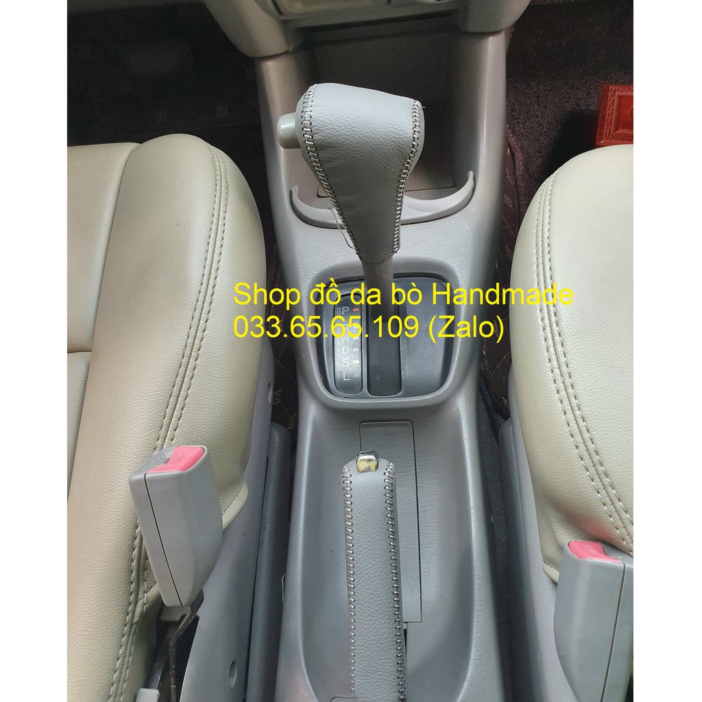 Bọc da cần số phanh tay Mazda Premacy bằng da bò, bảo hành 12 tháng, nhiều mầu sắc