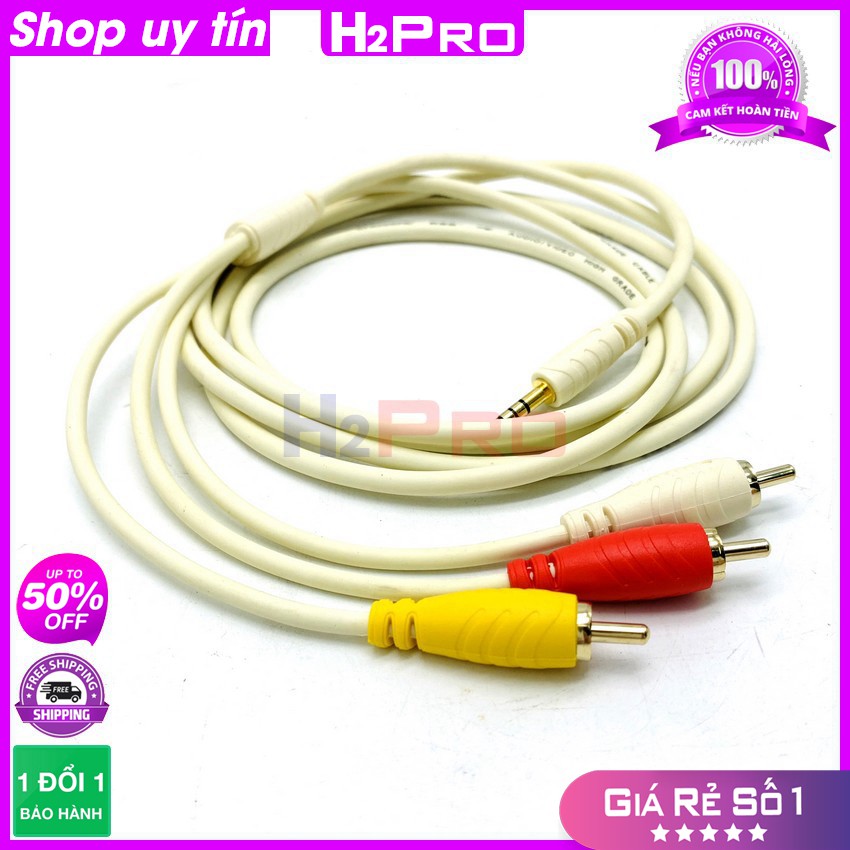 Dây Av 1 Ra 3, Dây Av 1 Đầu 3.5 Ra 3 Đầu Bông Sen Choseal Aq5217 Cao Cấp, Chống Sôi-Nhiễu, Lõi Đồng-Dài 1.8M-H2Pro Tech